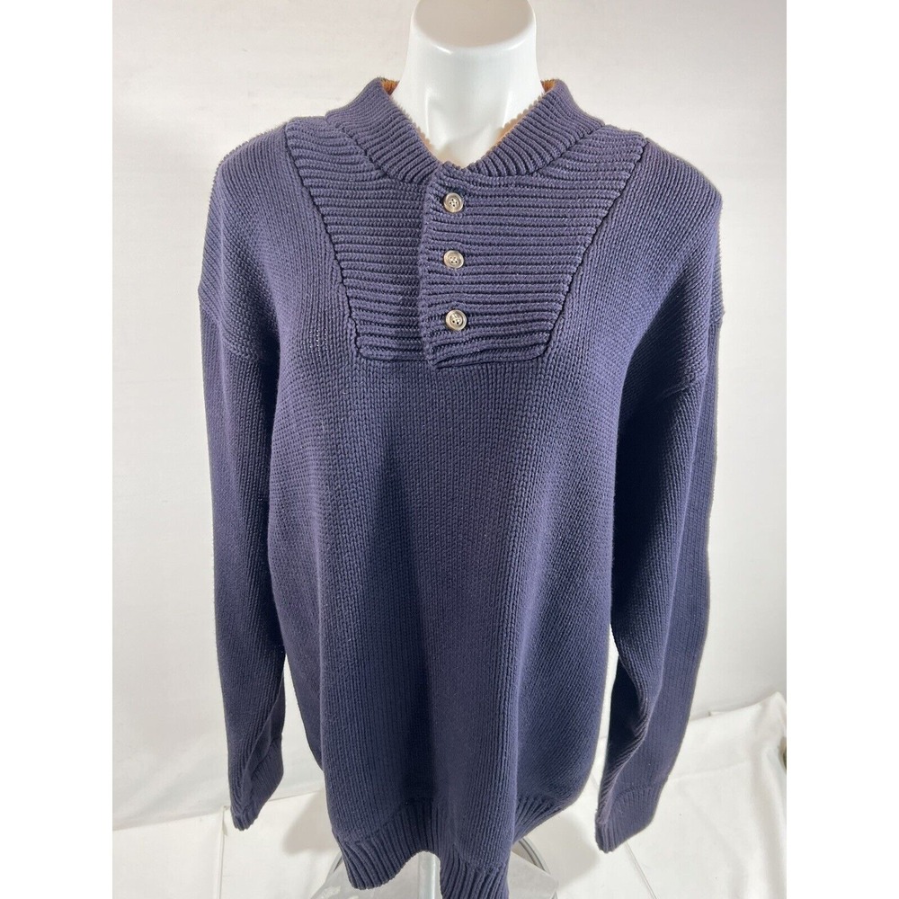 Banana Republic Men's XL Cotton 1/4 Button Henley Pullover Sweater